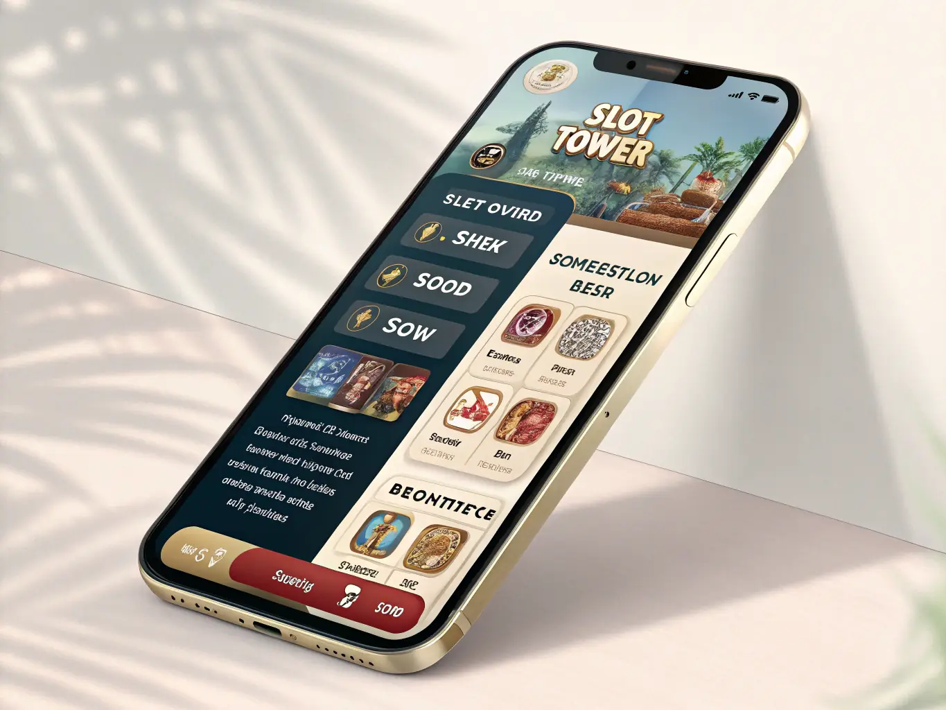 A screenshot of the Slot Tower app showcasing its user-friendly interface with large, easy-to-read buttons and clear game instructions.